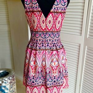 Vibrant Pink Bohemian Print Dress by Vince Camuto
